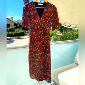 Simple retro midi floral buttoned down dress size S